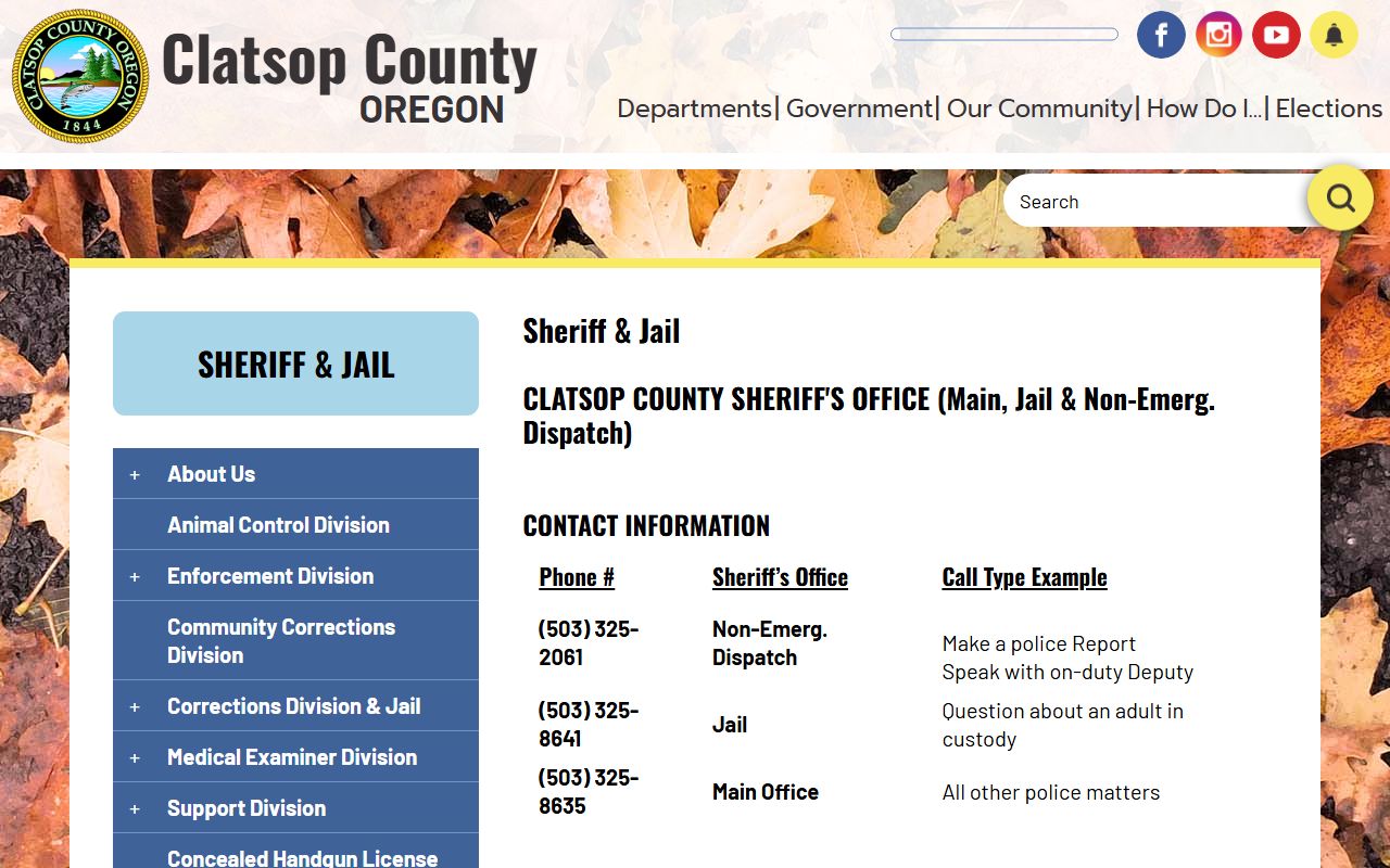 Clatsop County Sheriff Office website for jail roster access