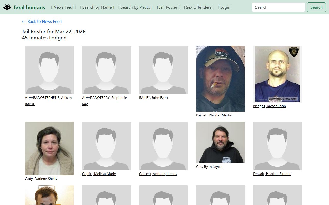 Coos County website with links to jail roster and inmate records