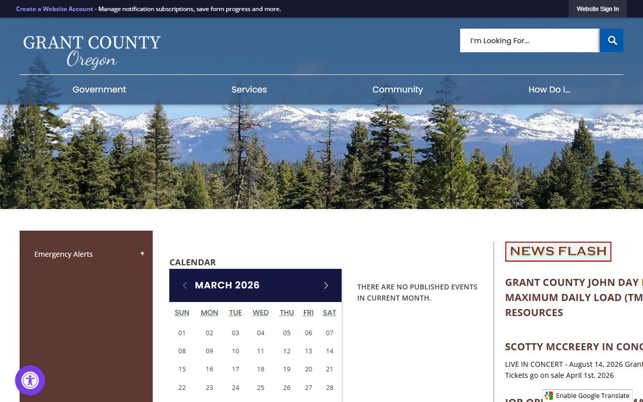 Grant County jail roster homepage