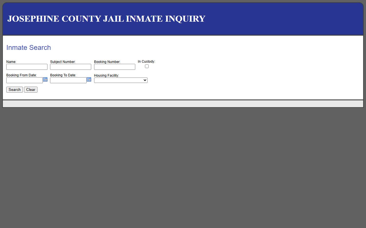 Josephine County jail roster inmate inquiry search