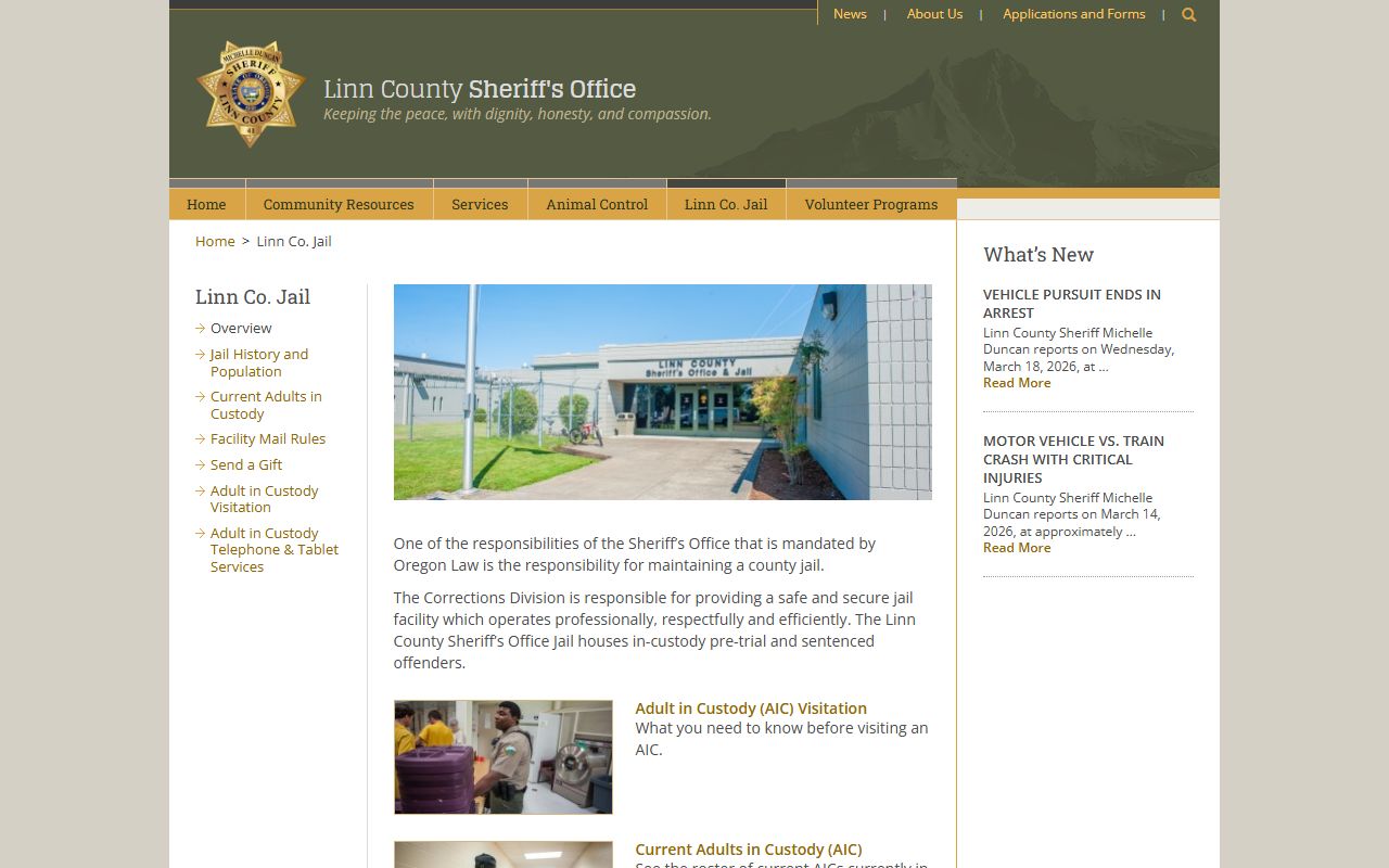 Linn County jail roster and jail information page