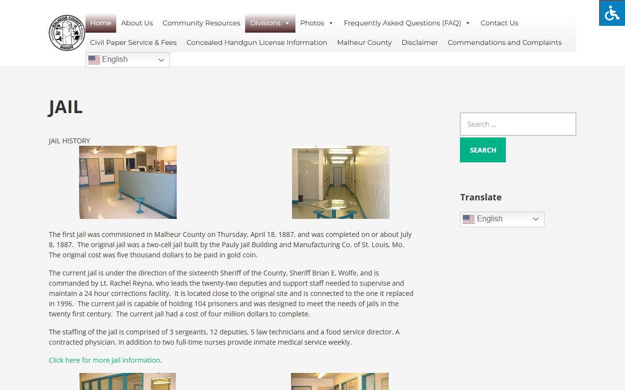 Malheur County jail roster and inmate information page