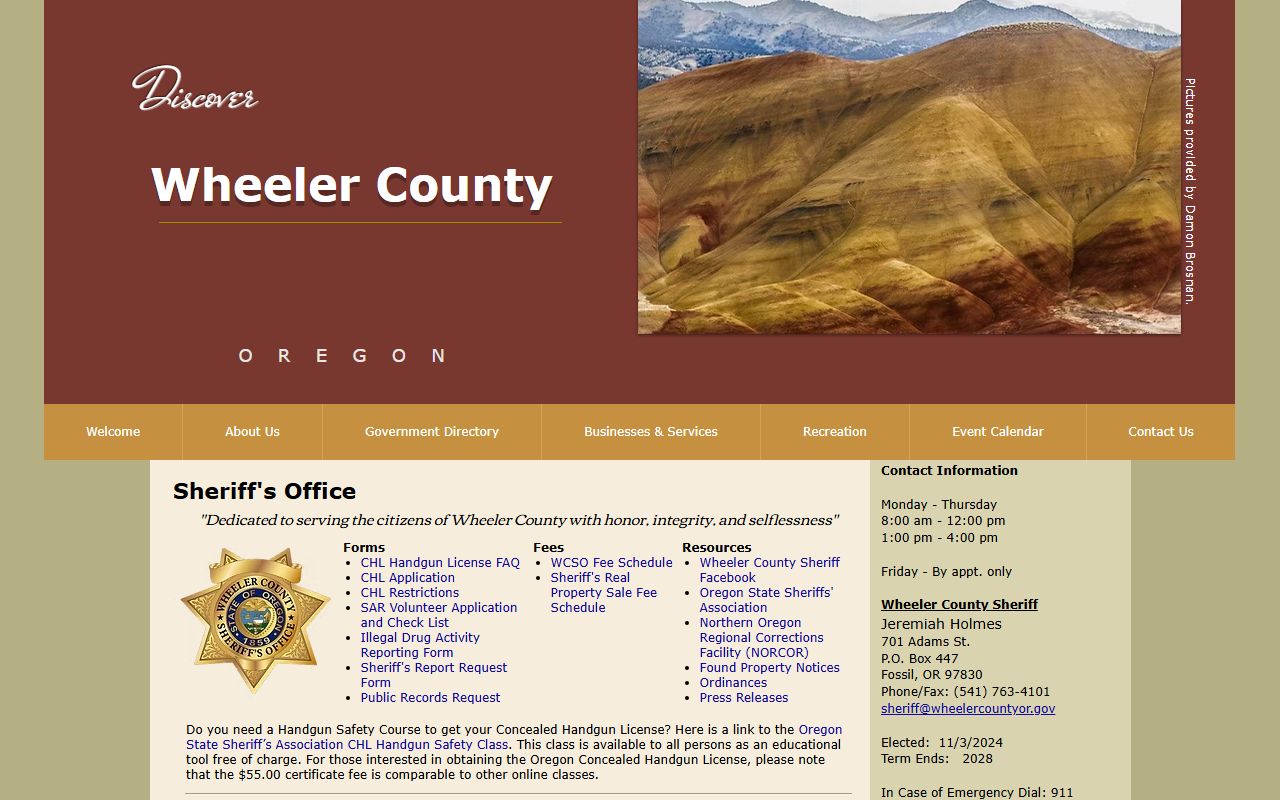 Wheeler County jail roster information page