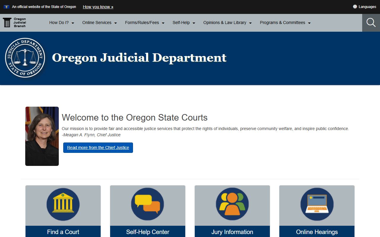 Oregon Judicial Department for court records related to jail roster