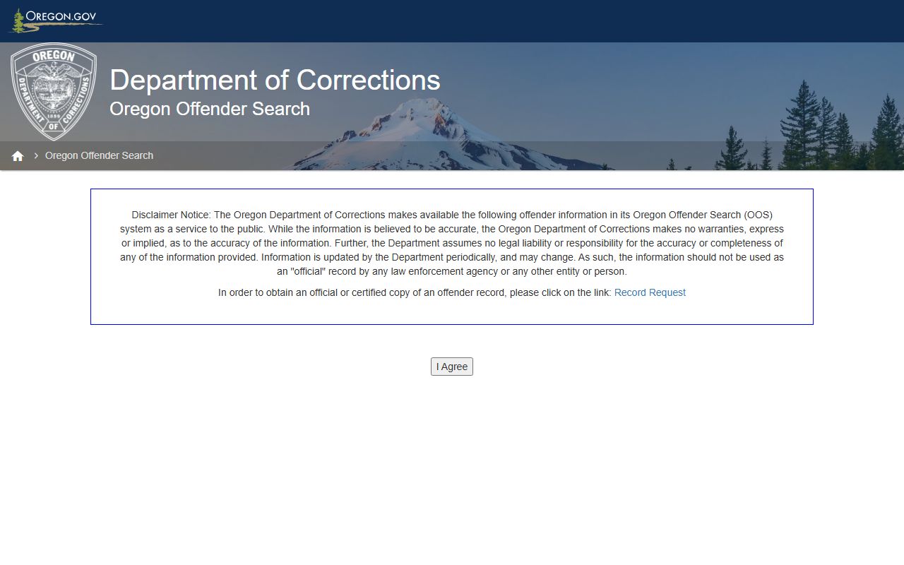 Oregon Offender Search system for jail roster and inmate lookup